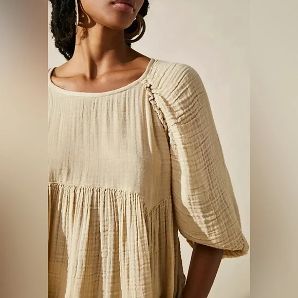 Free People Adler Tunic Dress women Casual Raglan 3/4 sleeve short,size L - Picture 3 of 9